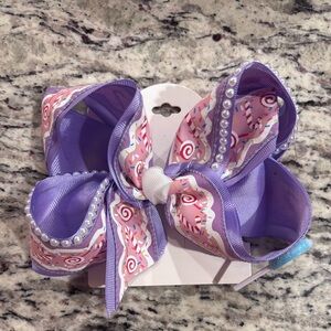 Purple and Pink Hair Bow with Pearls